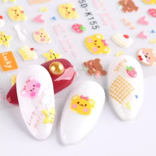 برچسب عروسکی استیکر 5 بعدی ناخن 5D Nail Art Sticker دو طرح عروسکی