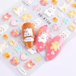 برچسب عروسکی استیکر 5 بعدی ناخن 5D Nail Art Sticker دو طرح عروسکی