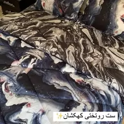 روتختی دونفره طرح 1004 کهکشان پارچه ترک درجه یک رنگ ثابت و بدون پرزدهی تضمینی