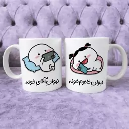 ماگ ست طرح لیوان آقا و خانم خونه بسته دوعددی کد 42