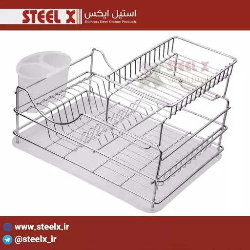 جاظرفی رومیزی مدل ایوا استیل با جاقاشقی و سینی 