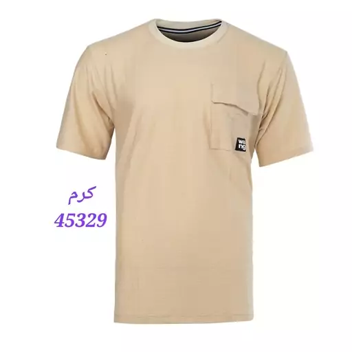 تیشرت یقه گرد مردانه جیب دار  آستین کوتاه جنس پارچه مراکشی رنگ کرم 45329 طوسی 45330 سبز 45331 نسکافه ای 45332 مشکی 45333