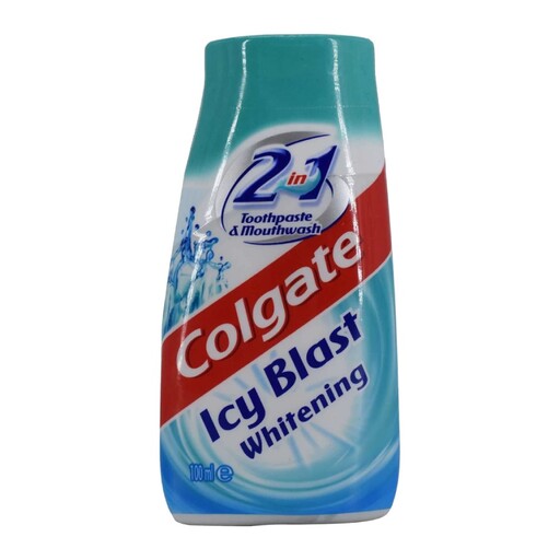 خمیردندان سفید کننده Colgate دو در یک مدل Icy Blast Whitening حاوی دهانشویه حجم  100 میل