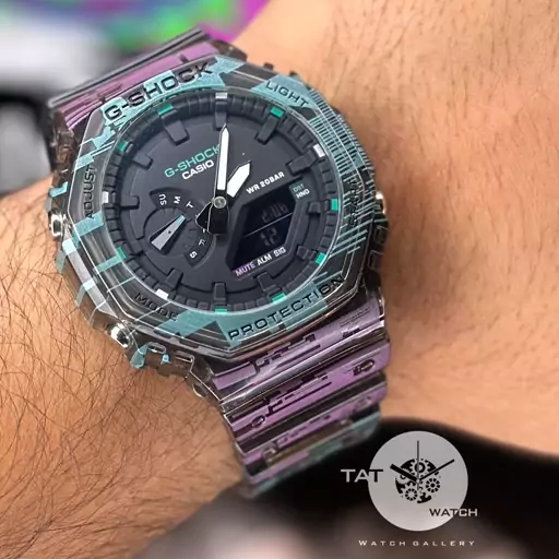 ساعت مچی جی شاک Ga2100شیشه ای چند رنگ یک سال گارانتی جعبه ارسال رایگانG-Shock