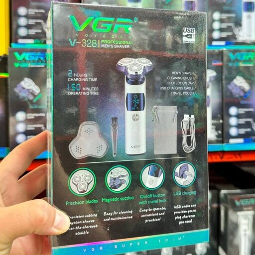 ماشین اصلاح سه تیغ ضد آب صورت وی جی آر مدل vgr v-328 کد 328 شیور ریش تراش