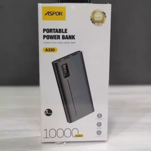 پاور بانک آسپور مدل A330 ظرفیت 10000mah واقعی دارای سه خروجی