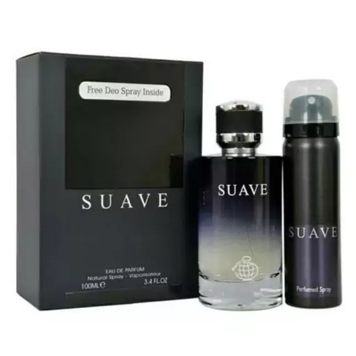 عطر ادکلن مردانه دیور ساواج فراگرنس ورد سوآو 100میل (Fragrance World Suave + Spray - Dior Sauvage) با اسپری