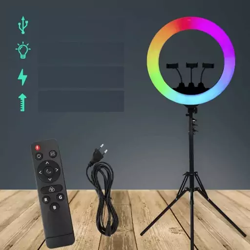 رینگ لایت MJ56 RGB به همراه سه پایه