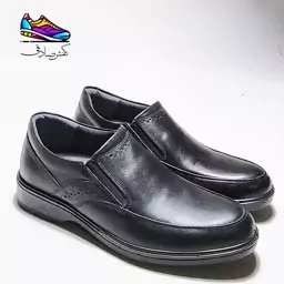 کفش تمام چرم طبیعی مشکی مردانه طبی رسمی مدل ساکو تبریز کد 320