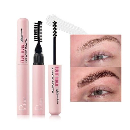 ژل لیفت ابرو بی رنگ دارای دو سر Fluff Hold Laminating Brow Wax 