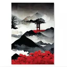 تابلو. شاسی طرح نقاشی به سبک ژاپنی Japanese Art مدل M0133