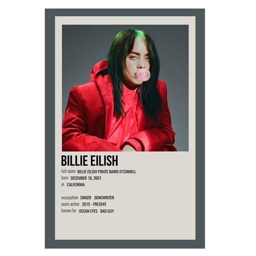 پوستر مدل بیلی آیلیش Billie Eilish کد 501