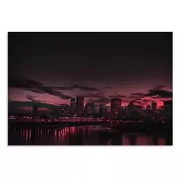 تابلو شاسی طرح آسمان قرمز شب منطقه شهری Red Night Sky Urban City مدل NV0855