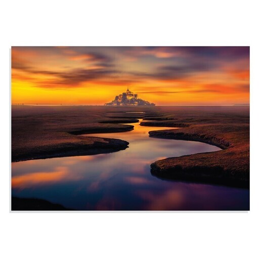 تابلو شاسی طرح غروب آفتاب مون سن-میشل فرانسه France Mont Saint Michel Sunset مدل NV0801