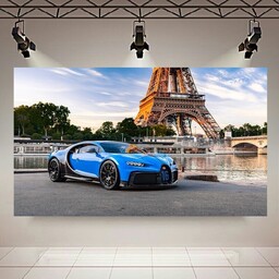 تابلو شاسی مدل تابلو شاسی طرح برج ایفل و ماشین مدل Bugatti Chiron کد AR1720