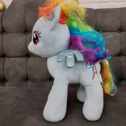 عروسک پونی سایز بزرگ برند build a bear با مهر bab و my little pony رنگ آبی روشن