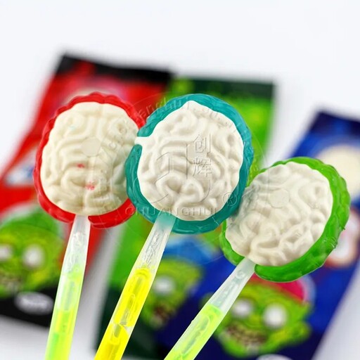 آبنبات چوبی شبرنگ مدل مغز زامبی lollipop