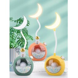 چراغ مطالعه فانتزی فضانورد و ماه رومیزی مدل Moon Alarm Desk Lamp RGB