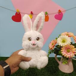 عروسک خرگوش پولیشی برفی خوشگل سفید 30 سانتی متری ( جوجه شاپ )