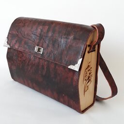 کیف دوشی طبله چوبی چرم طبیعی