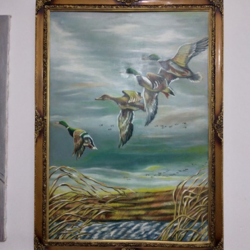 نقاشی رنگ وروغن،(پرندگان مهاجر) سایز 100 در 70،گالری هنری محسنی