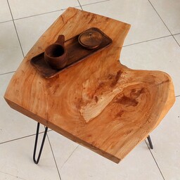 میز جلومبلی روستیک چوب چنار با پایه های  فلزی