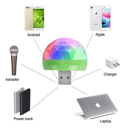 چراغ دیسکویی رنگی رقص نور مدل پورت USB و دارای تبدیل اندروید موبایل برای اتاق خواب و منازل و محل کار و داخل خودرو و.... 