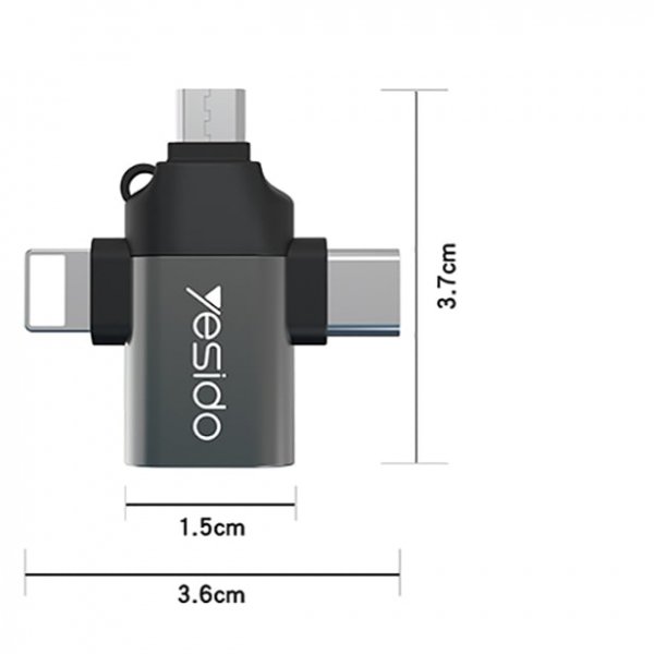 مبدل OTG تایپ سی،میکرو یو اس بی،لایتنینگ یسیدو yesido GS15