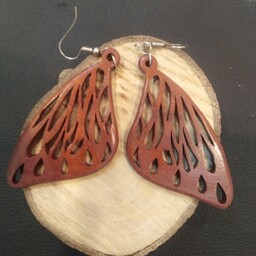 گوشواره چوبی طرح بال پروانه کد 03