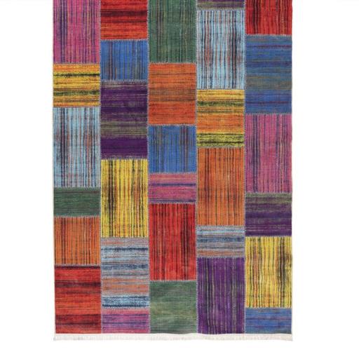فرش ماشینی (یک و نیم متری1در1.5) طرح چهل تکه تمام رنگ کد 100504