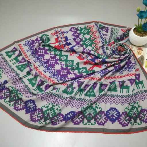 روسری نخی پاییزه طرح سنتی در دو رنگ فوق العاده زیبا