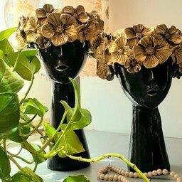 گلدان پلی استر بارنگ مشکی و طلایی ضد آب مناسب برای هدیه دادن با برند داگل تولید بارنگهای مختلف