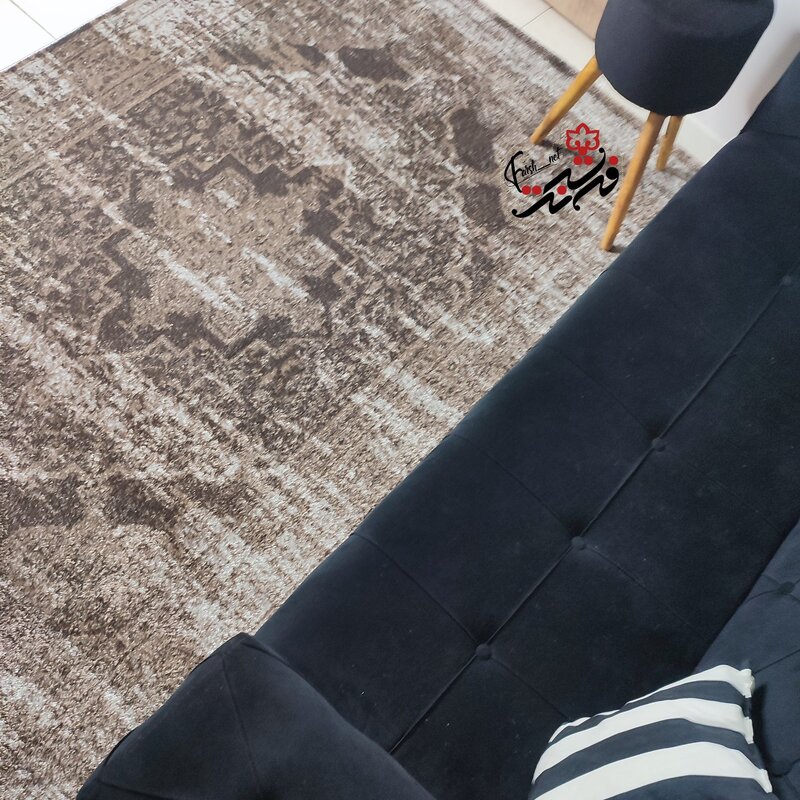 گلیم فرش ساوین طرح مانیا رنگ نسکافه ای سایز 1.5 در 2.25