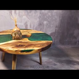 سفارش ساخت میز جلو مبلی دایره چوب و رزین سفارشی با رنگ و طرح دلخواه . ارسال با پست یا چاپار و به صورت پسکرایه 