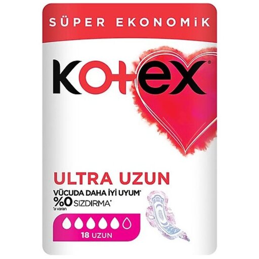 نوار بهداشتی کوتکس مدل Ultra Uzun بسته 18 عددی محصول ترکیه 