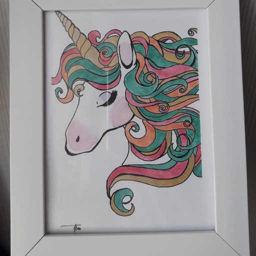 تابلوی نقاشی اسب تک شاخ