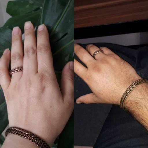 دستبند و انگشتر مسی اسپرت (زنانه و مردانه) مدل ماری با رنگ ثابت
