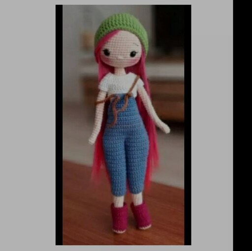 عروسک دست بافت کاموایی مدل دختر لنی بافتنی