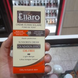 ضد آفتاب الارو Ellaro فاقد چربی کرم پودری بژ روشن  SPF 30