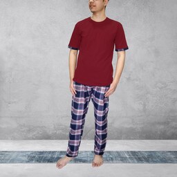 ست تی شرت و شلوار مردانه دو تکه برند HOMEWEAR مدل طاها کد 10871329 رنگ زرشکی