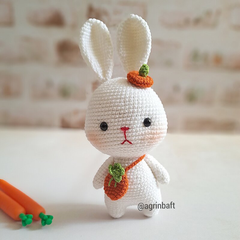 عروسک خرگوش  بافتنی هویجی