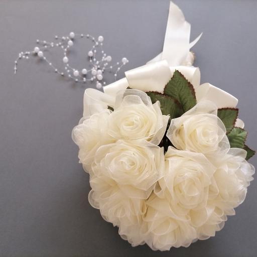 دسته گل عروس حریر خارجی مدل luxury rose شیک و درجه یک