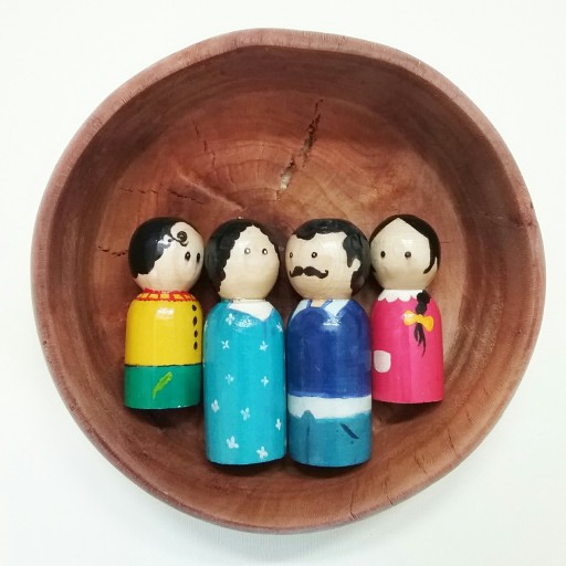 عروسک‌های انگشتی چوبی دست‌ساز طرح خانواده