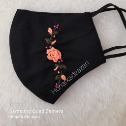 ماسک گلدوزی شکوفه گلبهی