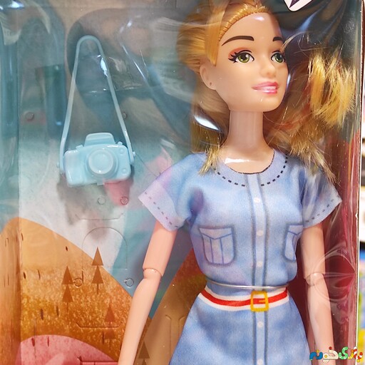 اسباب بازی عروسک دختر مفصلی به همراه دوربین وارداتی ارتفاع 27سانت