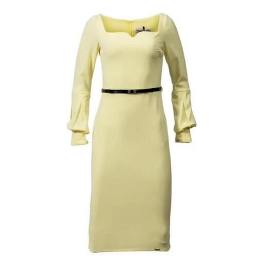 لباس مجلسی زنانه آستین پفی لیمویی رنگ برند ویچی Vichi تکسایز 38