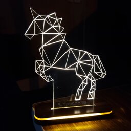  چراغ خواب سه بعدی طرح  اسب تک شاخ  برند آباژور سه بعدی چهره