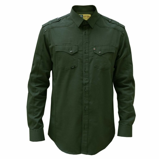 پیراهن آستین بلند مردانه پایتی جامه مدل کتان کش رنگ سبز