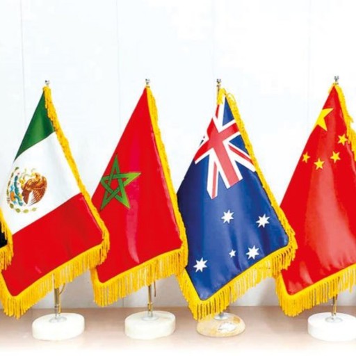 پرچم رومیزی کشورها ملل پارچه ساتن پایه سنگی