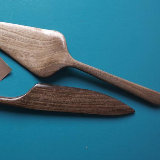 چاقو و کفگیر کیک چوبی دست ساز  ساخته شده از چوب گردو طبیعی